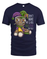 Dont Make Me Go All Voodoo Funny Doll Graphic Tee - navy t-shirt on white background