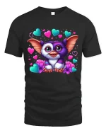 Cute Heart Eyes Fantasy Creature Love Art Graphic T Shirt - black t-shirt on white background