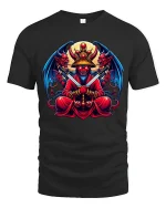 Demon King Samurai Dark Fantasy Art Graphic T Shirt - black t-shirt on white background