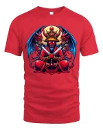 Demon King Samurai Dark Fantasy Art Graphic T Shirt - red t-shirt on white background