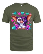 Cute Heart Eyes Fantasy Creature Love Art Graphic T Shirt - military green t-shirt on white background