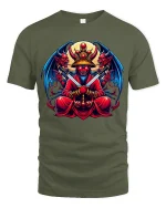 Demon King Samurai Dark Fantasy Art Graphic T Shirt - military green t-shirt on white background