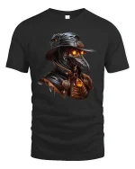 Dark Plague Doctor Art Tee Gothic Steampunk Mystery Style - black t-shirt on white background