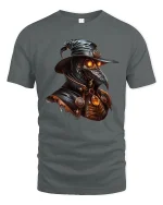 Dark Plague Doctor Art Tee Gothic Steampunk Mystery Style - gray t-shirt on white background