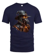 Dark Plague Doctor Art Tee Gothic Steampunk Mystery Style - navy t-shirt on white background