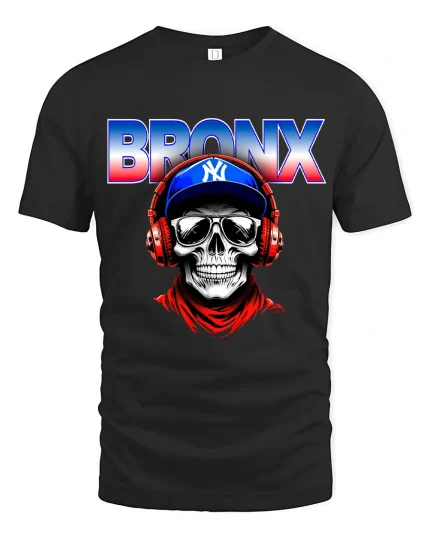 Bronx Skull Street Style Graphic Tee Urban Music Culture Art - black t-shirt on white background