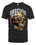 Obscure Alien Emerging Skull Dark Surreal Horror Graphic Tee - black t-shirt on white background