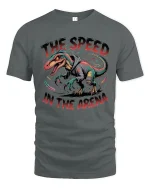 The Speed In The Arena Fierce Dinosaur Street Graphic Tee - gray t-shirt on white background
