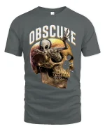 Obscure Alien Emerging Skull Dark Surreal Horror Graphic Tee - gray t-shirt on white background