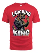 Laughing King Wolf Street Style Urban Graphic Tee - red t-shirt on white background