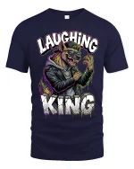 Laughing King Wolf Street Style Urban Graphic Tee - navy t-shirt on white background