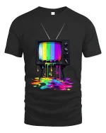 Retro Color Melt Television Graphic T Shirt Artistic Vibe - black t-shirt on white background