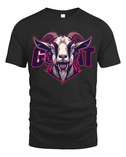 GOAT Power Goat Head Graphic T Shirt Bold Street Style - black t-shirt on white background