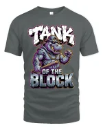 Tank Of The Block Hippo Graphic T Shirt Street Power - gray t-shirt on white background