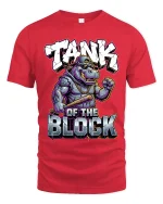 Tank Of The Block Hippo Graphic T Shirt Street Power - red t-shirt on white background