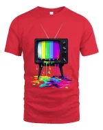 Retro Color Melt Television Graphic T Shirt Artistic Vibe - red t-shirt on white background