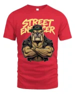 Street Enforcer Bulldog Graphic T Shirt Tough Urban Style - red t-shirt on white background