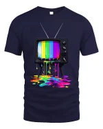 Retro Color Melt Television Graphic T Shirt Artistic Vibe - navy t-shirt on white background