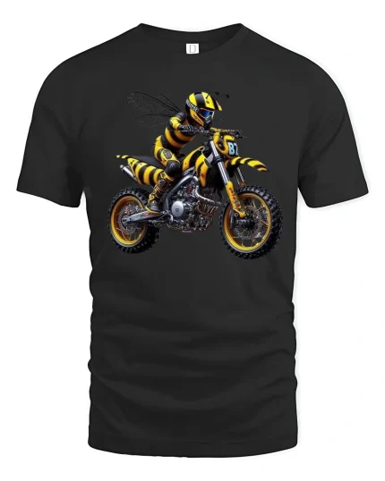 Wild Bee Motocross Rider Graphic T Shirt Extreme Speed - black t-shirt on white background