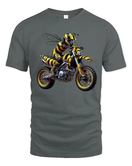 Wild Bee Motocross Rider Graphic T Shirt Extreme Speed - gray t-shirt on white background