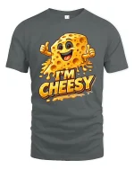 Im Cheesy Funny Cartoon Cheese Graphic T Shirt Smile - gray t-shirt on white background