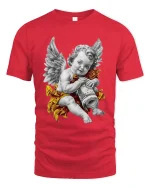 Angel Cherub Money Art Luxury Vintage Style Graphic T Shirt - red t-shirt on white background