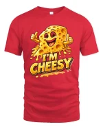 Im Cheesy Funny Cartoon Cheese Graphic T Shirt Smile - red t-shirt on white background