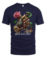 Born To Be Rich Snake Rose Luxury Graphic T Shirt Power - navy t-shirt on white background