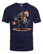 Skeleton Cowboy Ghost Rider Graphic T Shirt Dark Western - navy t-shirt on white background
