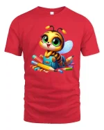 Cute School Bee T Shirt Adorable Cartoon Student Art - red t-shirt on white background