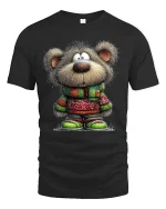 Cute Winter Teddy Bear Graphic T Shirt - black t-shirt on white background