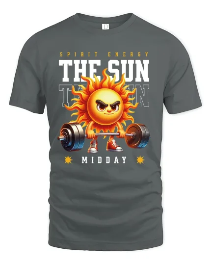 Spirit Energy The Sun Midday Workout T Shirt - gray t-shirt on white background