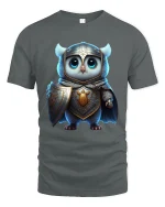 Cute Knight Owl Warrior Fantasy Graphic T Shirt - gray t-shirt on white background