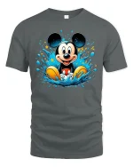 Retro Cartoon Mouse Splash Graphic T Shirt - gray t-shirt on white background