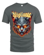 Rigilante Fiery Wolf Head Graphic T Shirt - gray t-shirt on white background