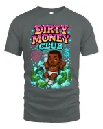 Dirty Money Club Streetwear Graphic T Shirt - gray t-shirt on white background