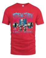 Strengthen Barbells And Bytes Funny Tech Gym T Shirt - red t-shirt on white background