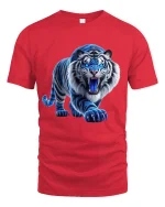 Blue Flame Tiger Roaring Graphic T Shirt - red t-shirt on white background