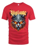 Rigilante Fiery Wolf Head Graphic T Shirt - red t-shirt on white background