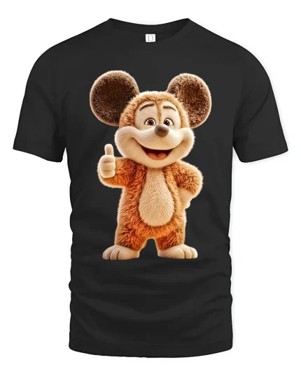 Cute Cartoon Mouse Thumbs Up Graphic T Shirt - black t-shirt on white background