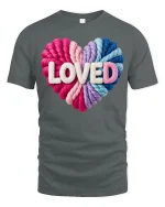 Colorful Loved Heart Graphic T Shirt - gray t-shirt on white background