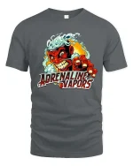 Adrenaline Vapors Devil T Shirt Retro Racing Graphic - gray t-shirt on white background