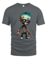 Cyber Punk Skull T Shirt Cute Gothic Cartoon Vibe - gray t-shirt on white background
