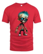Cyber Punk Skull T Shirt Cute Gothic Cartoon Vibe - red t-shirt on white background