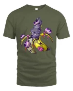 Mutant Banana T Shirt Creepy Cartoon Graphic - military green t-shirt on white background