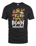 Born To Be Amazing Cartoon Animal Squad T Shirt - black t-shirt on white background