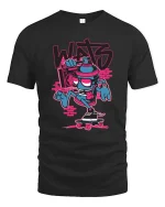 Urban Graffiti Skate Robot Cartoon Graphic T Shirt - black t-shirt on white background