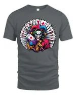 Evil Clown Card Master Graphic T Shirt - gray t-shirt on white background