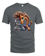 Cool Giraffe Street Style Graphic T Shirt - gray t-shirt on white background
