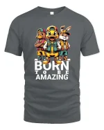 Born To Be Amazing Cartoon Animal Squad T Shirt - gray t-shirt on white background